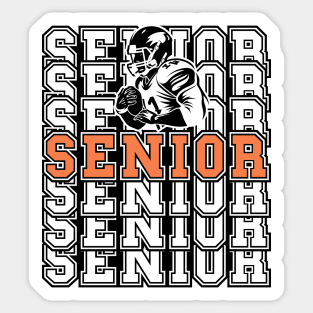 Senior Football Player Grad Retro Sport Tipography 2024 Graduation 2025 Sticker